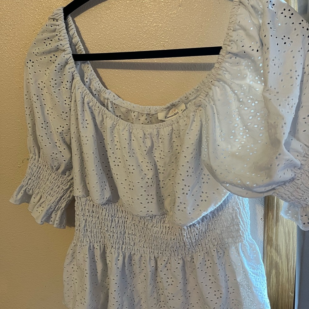 Urban Outfitters Light Blue Eyelet Blouse
